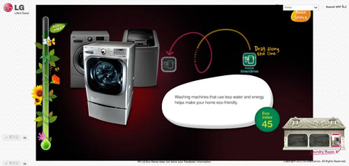 The ‘core technologies selection’ page of LG’s Facebook campaign, ‘My Eco Home’.