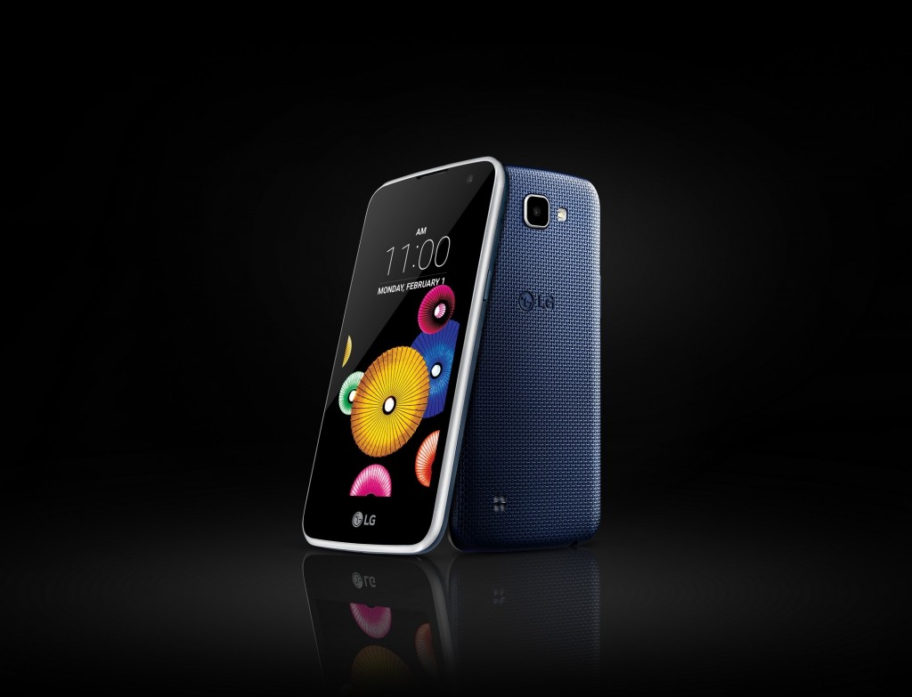 The front and back view of the LG K4 in Indigo