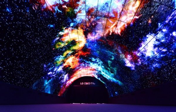 A wide-angle shot of the LG OLED Tunnel at IFA 2016.