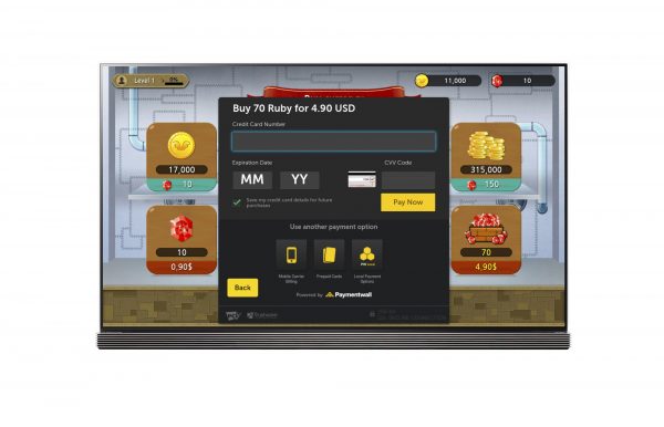 A screenshot of the payment option page on the LG Smart TV platform.