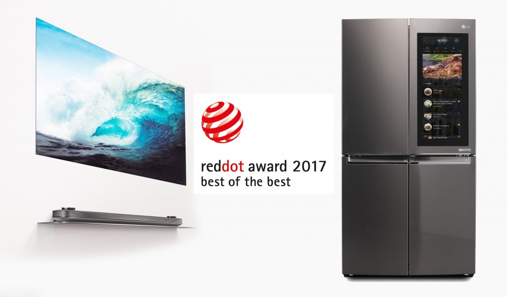 Best of the Best award-winners LG SIGNATURE OLED TV W and Smart InstaView refrigerator.