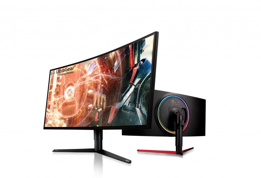 A right-side and rear view of LG UltraGear Gaming Monitor.