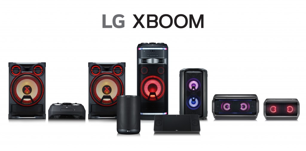 Front view of the LG XBOOM lineup.