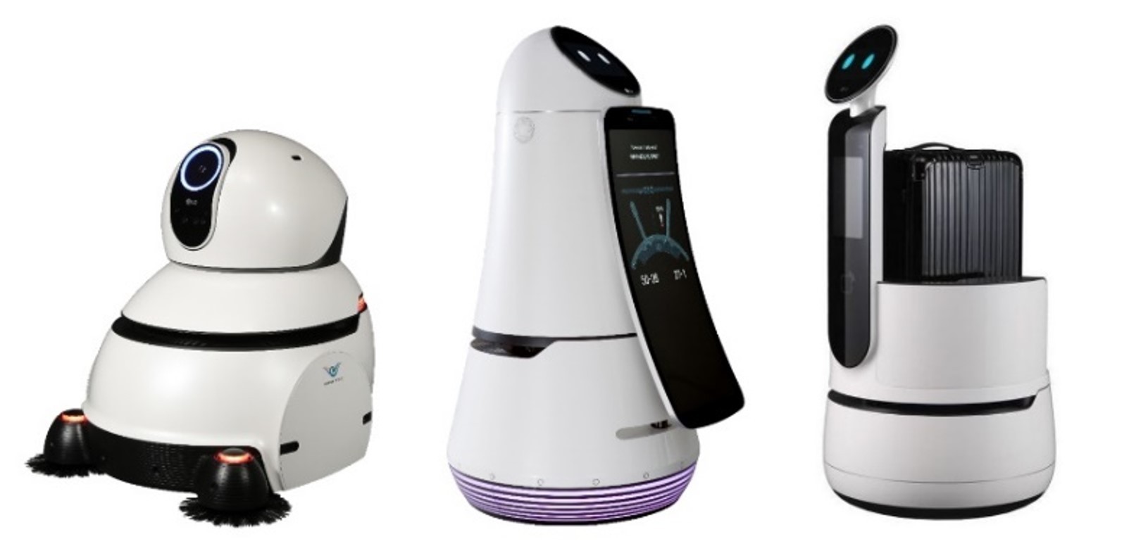 LG’s commercial robots – the Cleaning Robot, Airport Guide Robot and Porter Robot