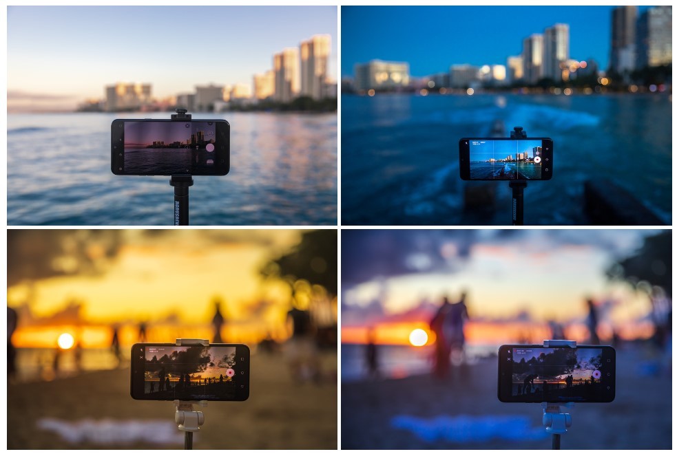 A four-picture collage shows four different photos which have been remastered by the LG G8X ThinQ AI CAM’s filter suggestions.