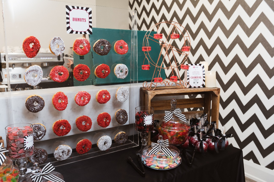 A wide selection of confectionery makes up an appetizing table display