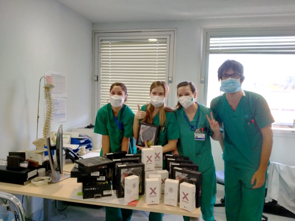 Medical workers posing with LG Smartphones