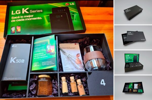 The K Series box containing the new K50S smartphone with additional treats and information, which was given to some of Argentina’s biggest content creators