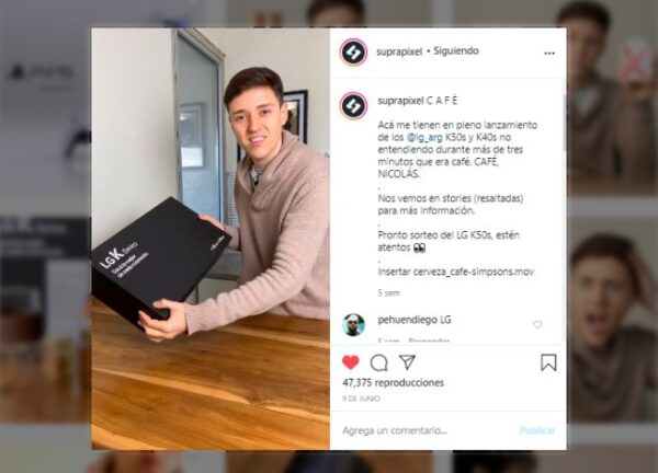 Tech content creator Suprapixel’s Instagram post showing off the LG K Series box he just received in the mail