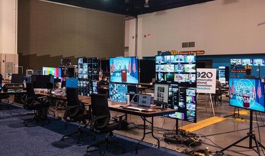 LG’s 43-, 55- and 65-inch 4K Ultra HD displays already set up at the Democrat convention’s multimedia control center in Wisconsin