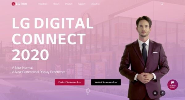 LG Digital Connect 2020 Virtual Showroom'un çevrimiçi ağ geçidinin ana sayfası