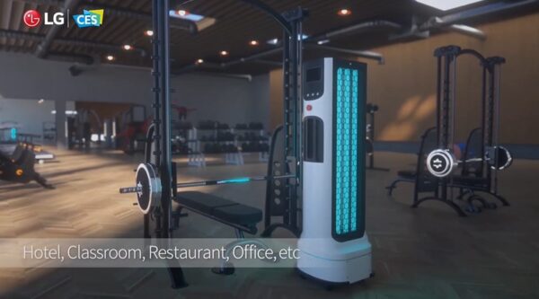 LG CLOi UV Robot cleaning and disinfecting a gym so that its members can continue working out safely. 