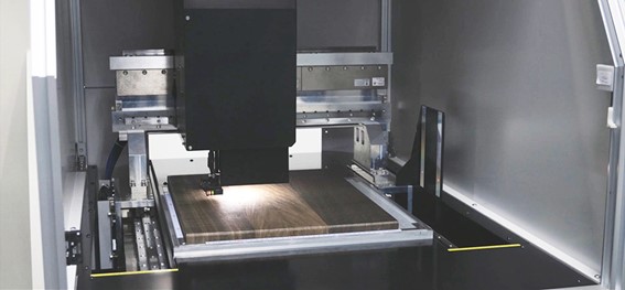 A Wood pattern being applied to an LG Object appliance using a flatbed scanner.