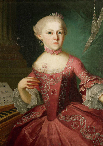 A portrait of Maria Anna Mozart, the older sister of the world's most famous classical musician Wolfgang Amadeus Mozart.