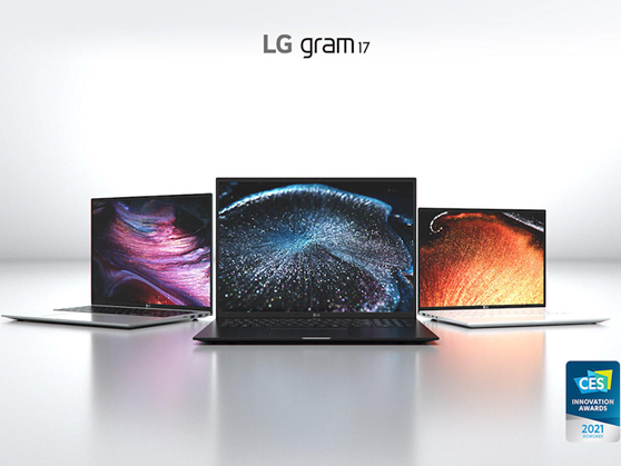  LG gram's new lineup for 2021 in all three colors - silver, black and white