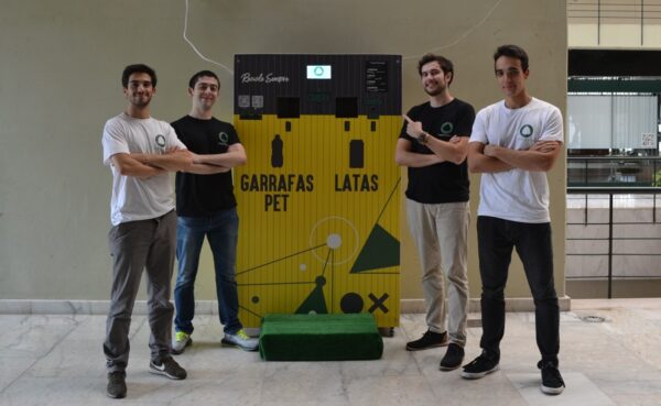 Four members of the Trash4Goods team that took first place in the e-Waste Open Innovation Challenge