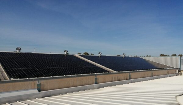 A photo of the LG solar panels installed at Europe's first-ever carbon-neutral tech lab