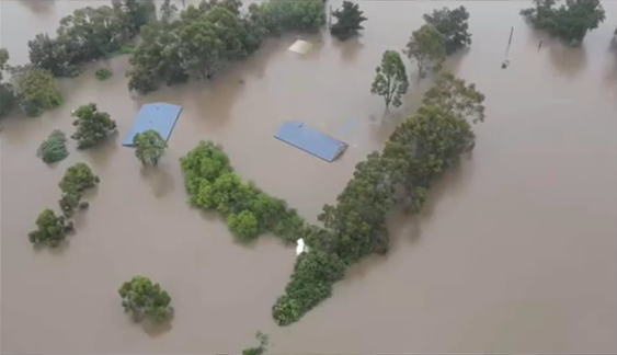 An overlooking shot of some of the flooding devastating Australian communities