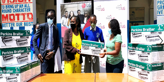 LG donating ten braille typewriters to Kilimani Primary School in Nairobi, Kenya