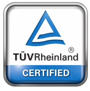 The logo displayed for TÜV Rheinland certification