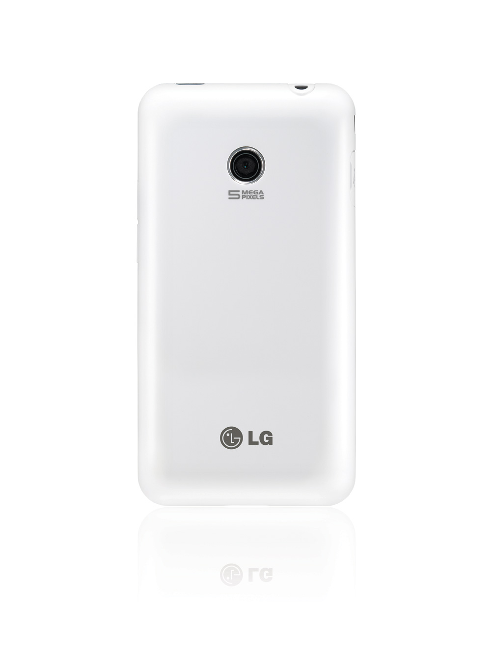 Rear view of the LG Optimus Chic’s white variant