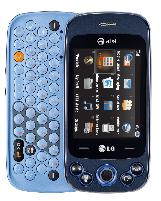 Front view of LG Neon II with a slide-out full QWERTY keyboard