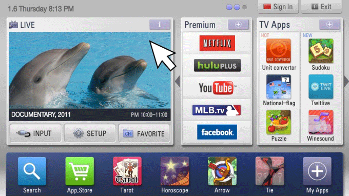 Screenshot of the LG SmartTV platform