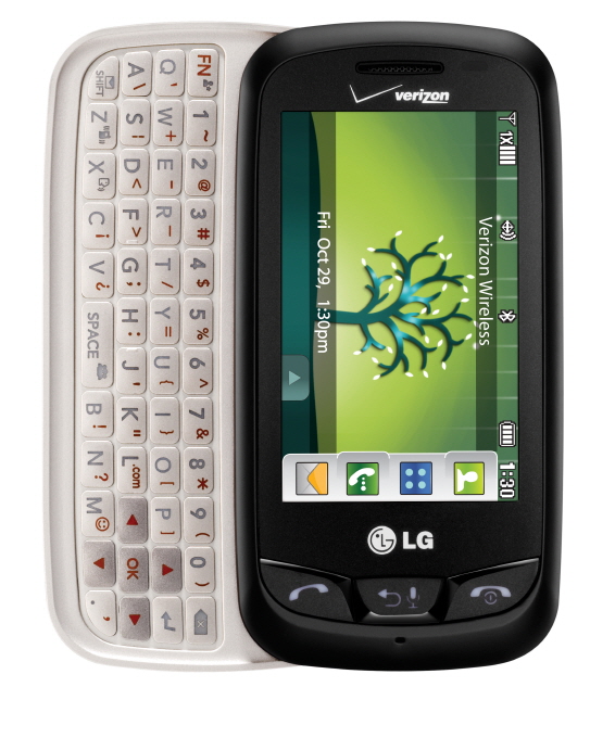 Front view of LG Cosmos Touch with a slide-out full QWERTY keyboard