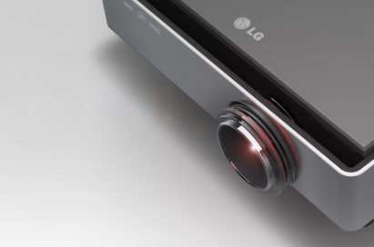 A close-up of the world’s first Full HD Dual Engine Single Lens 3D Projector model CF3D