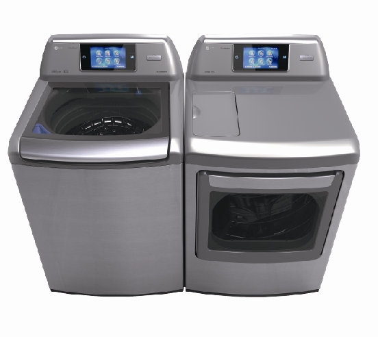 Upper front view of LG’s Smart Washer & Dryer