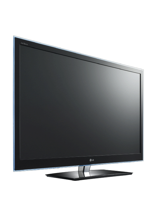 Front view of the LG Full HD HDTV INFINIA model LW6500 facing slightly 30-degrees to the right