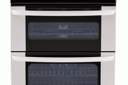 Front view of LG double-oven range with InfraGrill™