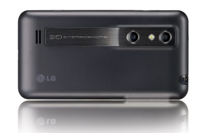 A horizontal view of the LG Optimus 3D's rear