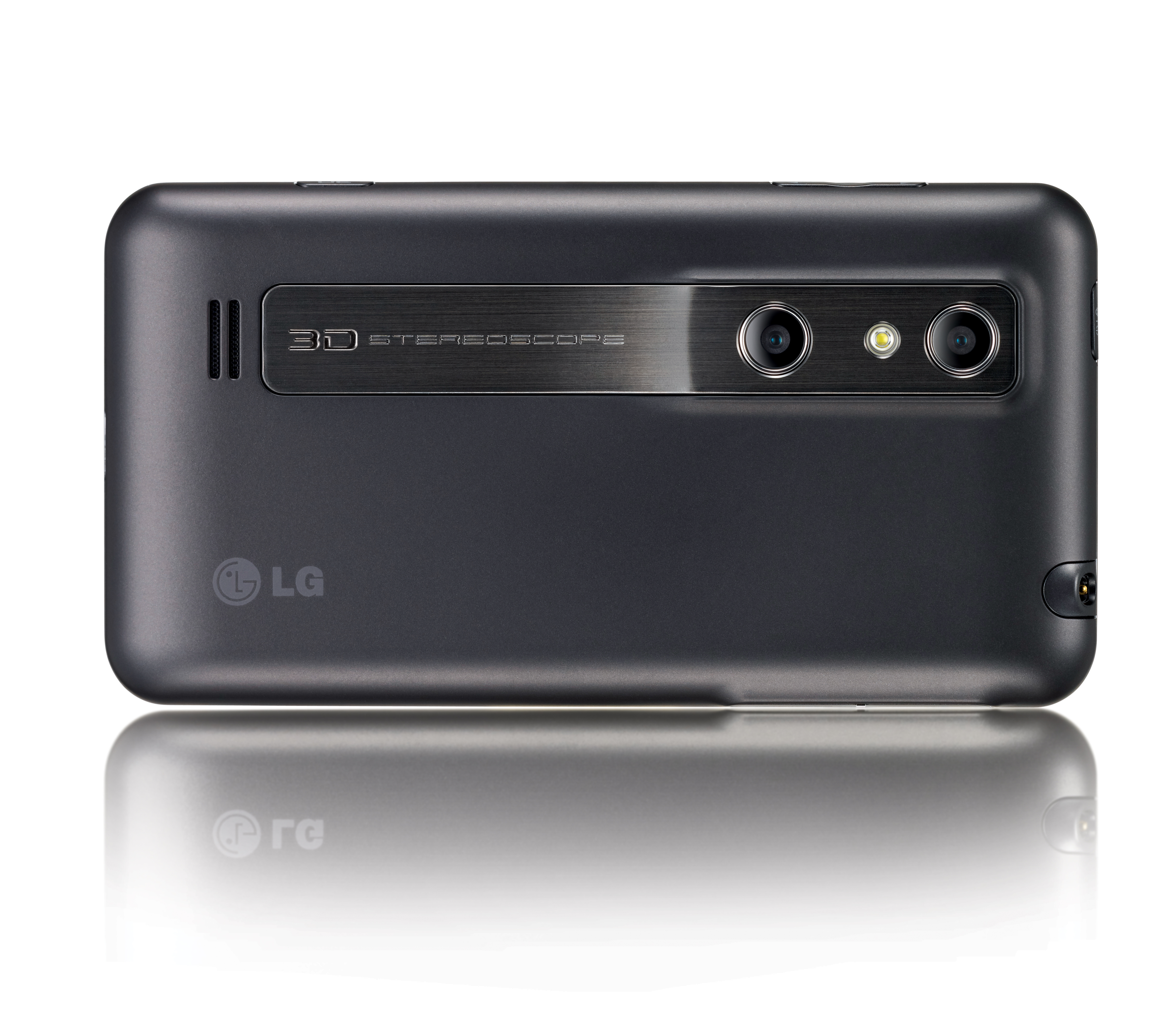 A horizontal view of the LG Optimus 3D's rear