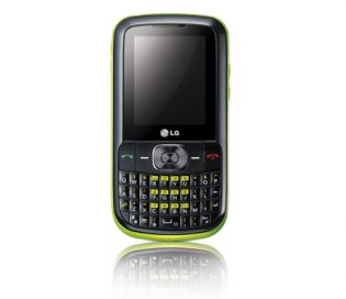 A front view of the LG C100 / C105 in black and lime