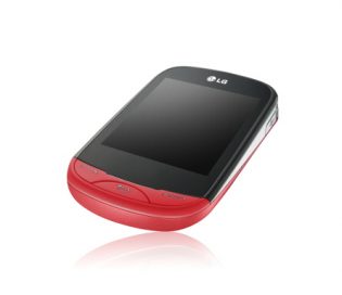 The Red LG T500 leaning back