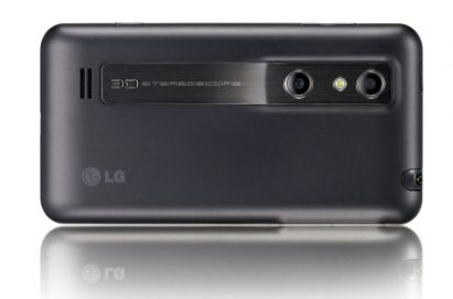 Rear view of the horizontal LG Optimus 3D