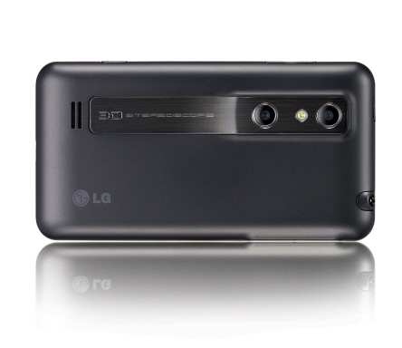 Rear view of the horizontal LG Optimus 3D