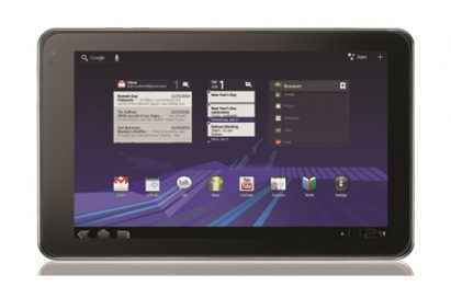 Front view of the LG Optimus Pad in its horizontal position