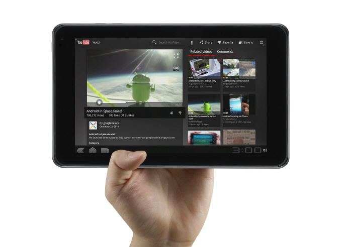LG Optimus Pad (3) Holding the LG Optimus Pad horizontally in one hand
