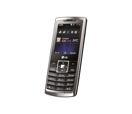 Front view of the LG S310 with a black keypad