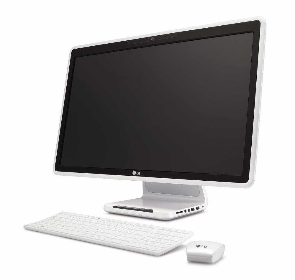 Close up view of the LG ALL-IN-ONE PC facing 15 degrees to the left