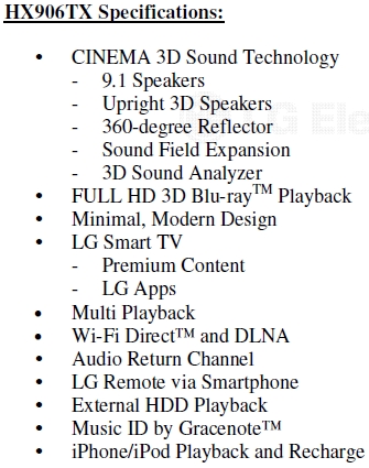 LG’S NEW HX906TX CINEMA 3D SOUND HTS BOASTS TRUE 360-DEGREE SOUND AS IMM