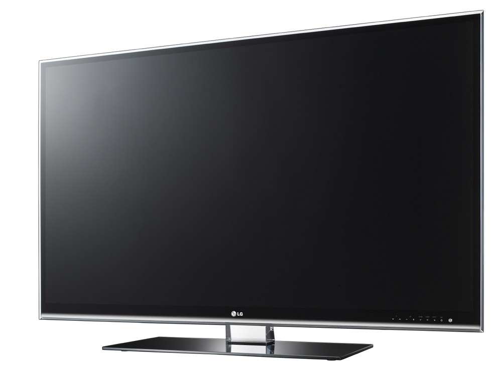 Front view of LG's LW980S LCD TV facing 10 degrees to the left