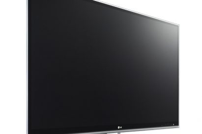 Front view of LG's LW980S LCD TV facing 20 degrees to the right