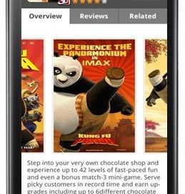 Overview page of the Kung Fu Panda game application on LG Smartworld via the LG Optimus 3D
