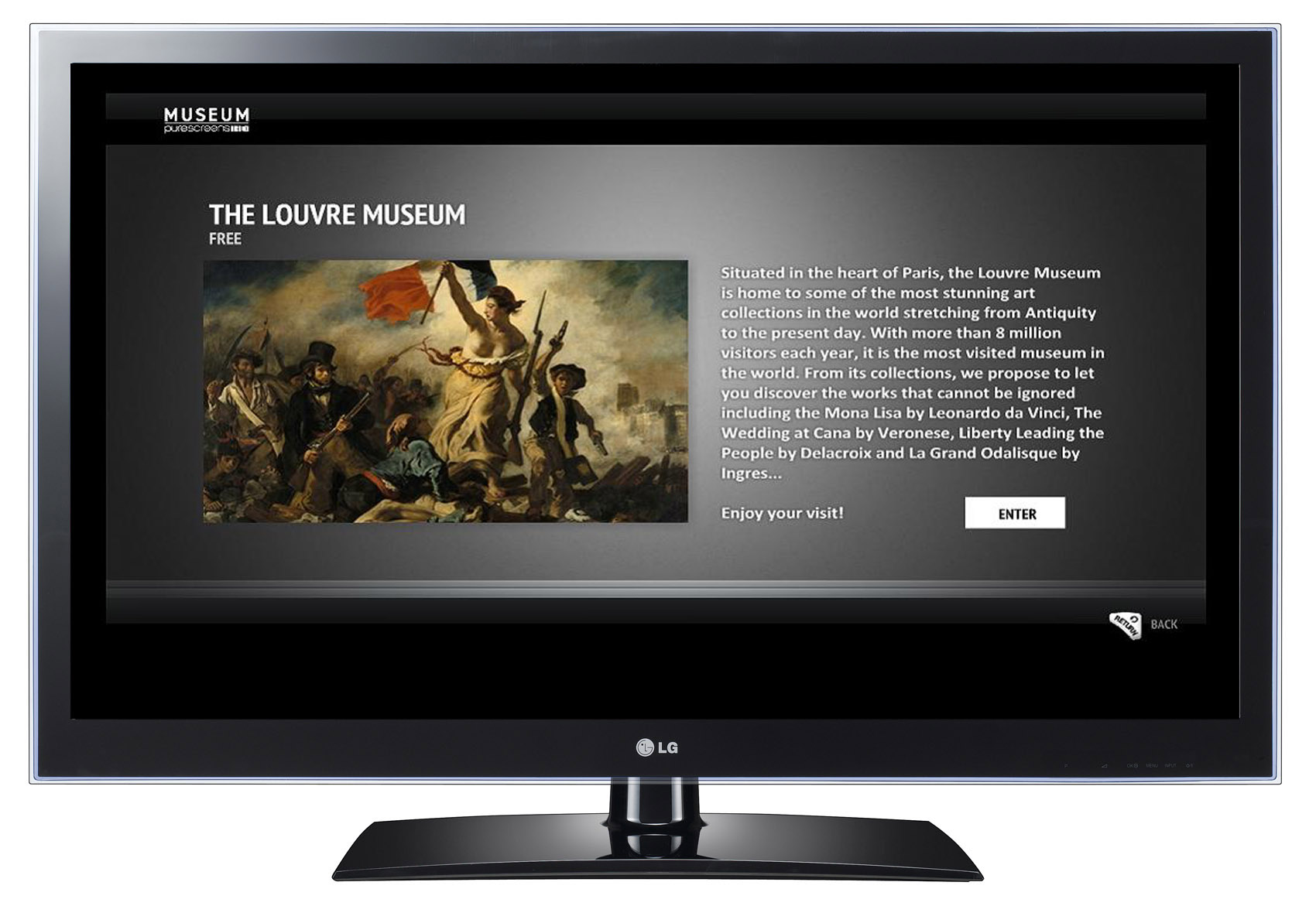 The art museum app ‘MUSEUM’ on one of LG’s CINEMA 3D Smart TVs