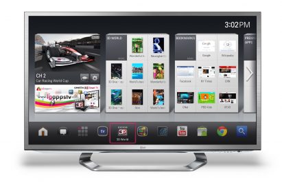 Front view of the LG Google TV displaying Google Android OS
