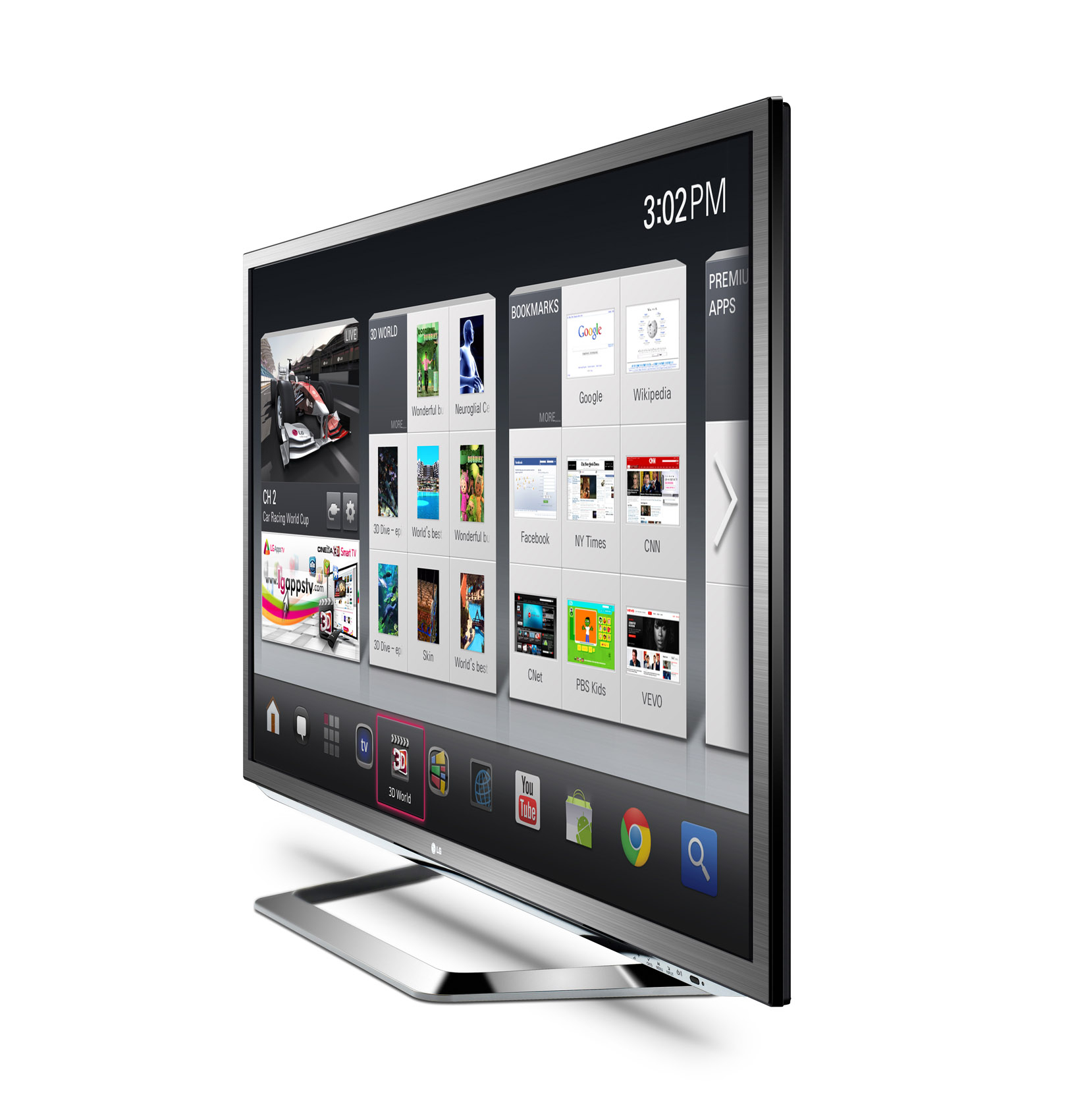 Right-side view of the LG Google TV displaying Google Android OS