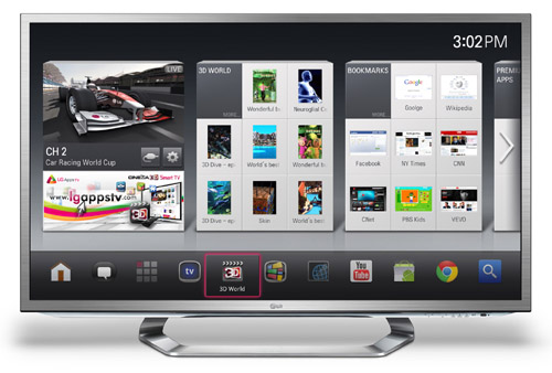 Front view of the LG Google TV displaying Google Android OS.